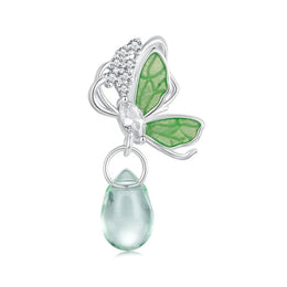 Green Emerald Glow Butterfly Drop Charm