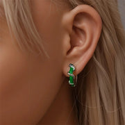 Green Enamel Snake Hoop Earrings