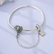 Heart & Cross Charm Bracelet with Bible Safety Chain