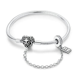 Heart & Cross Charm Bracelet with Bible Safety Chain
