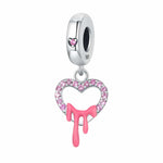 Heart Drip Pink Crystal Dangle Charm