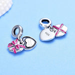 Heart Gift Box with Pink Ribbon Holiday Dangle Charm