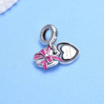 Heart Gift Box with Pink Ribbon Holiday Dangle Charm