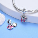Heart Gift Box with Pink Ribbon Holiday Dangle Charm