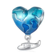 Heart Traveler Globe and Airplane Charm