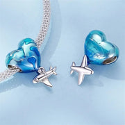 Heart Traveler Globe and Airplane Charm