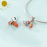 Hedgehog with Red Mushroom Umbrella Dangle Charm