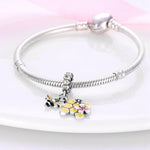 Honeycomb & Honey Bee Double Dangle Charm