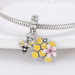 Honeycomb & Honey Bee Double Dangle Charm