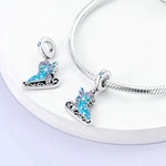 Ice Skate Charm with Blue Enamel and Crystal Accents