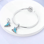 Ice Skate Charm with Blue Enamel and Crystal Accents