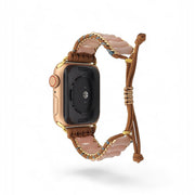 Beige Jade Apple Watch Band: Macrame Boho Bracelet