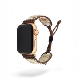 Handcrafted White Jasper Apple Watch Strap: Adjustable Gemstone Band for Bohemian Style