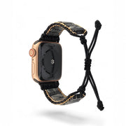 Handcrafted Spider Web Obsidian Apple Watch Band: Unique Gemstone Strap for Wearable Tech Enthusiasts