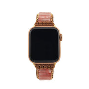 Bohemian Rose Quartz Apple Watch Band: Handmade Gemstone Strap, Adjustable Natural Accessory