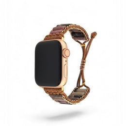 Rhodonite Apple Watch Band: Handmade Pink Gemstone Strap for Emotional Balance & Healing Jewelry
