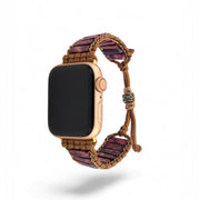 Bohemian Purple Jasper Apple Watch Band: Handmade Gemstone Strap, Adjustable Bracelet Jewelry for Women