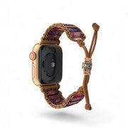 Bohemian Purple Jasper Apple Watch Band: Handmade Gemstone Strap, Adjustable Bracelet Jewelry for Women