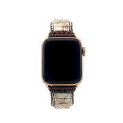 Handcrafted White Jasper Apple Watch Strap: Adjustable Gemstone Band for Bohemian Style