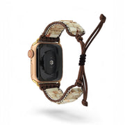 Handcrafted White Jasper Apple Watch Strap: Adjustable Gemstone Band for Bohemian Style