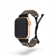 Handcrafted Spider Web Obsidian Apple Watch Band: Unique Gemstone Strap for Wearable Tech Enthusiasts