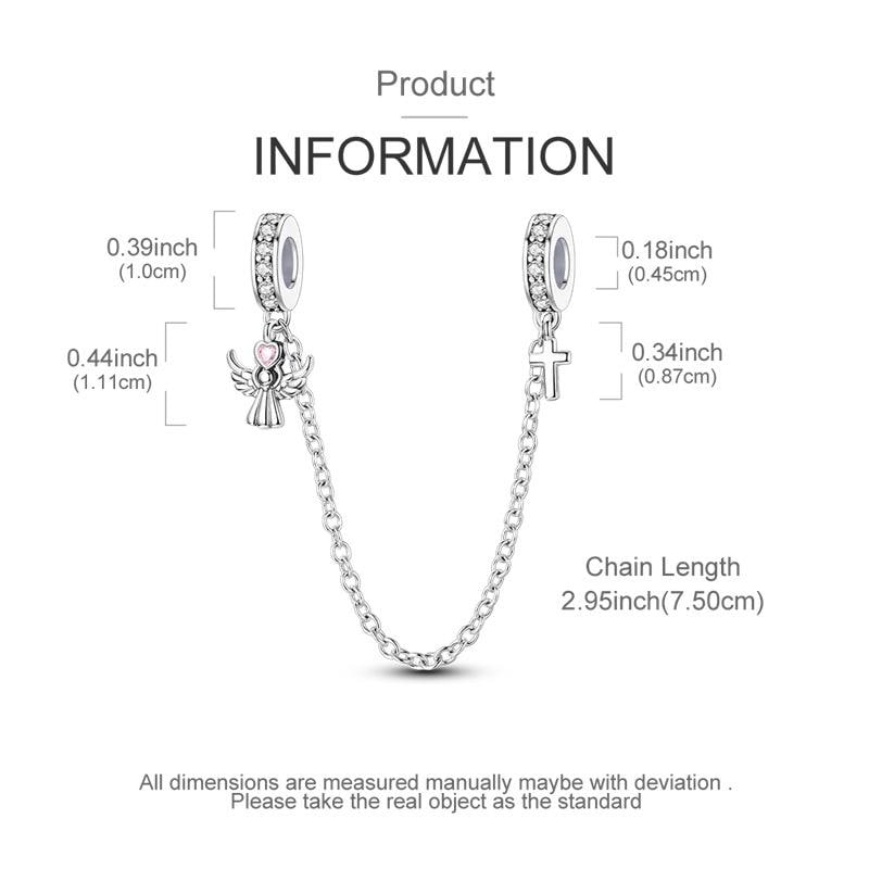Angel Cross Safety Chain sterling silver charm view 5