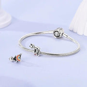 Cat Pandora Charm | Happy Rainbow Kitten Bead | Silver Animal Pet Lover Gift | Memorial