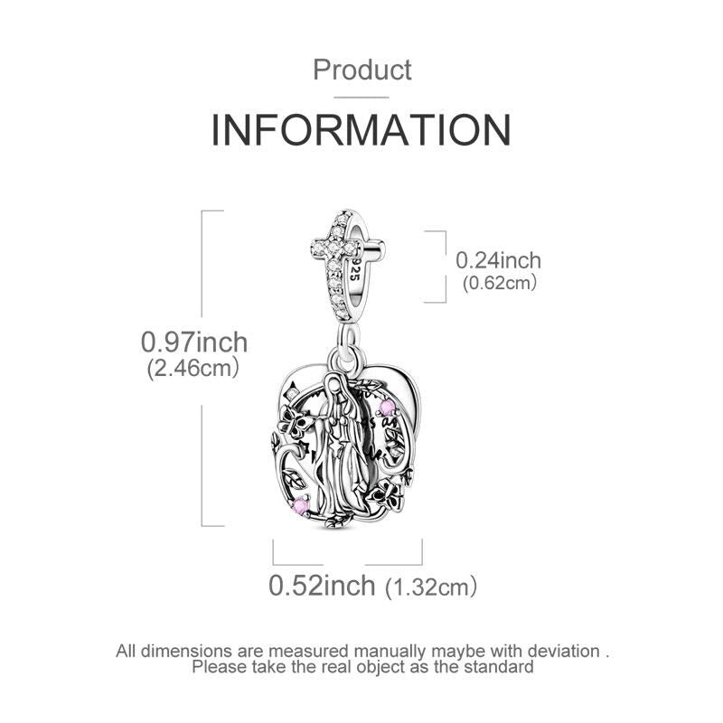 Virgin Mary sterling silver charm view 6