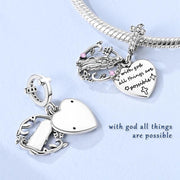 Virgin Mary Pandora Charm | Cross Heart Dangle | Silver Religious Jewelry | Baptism Confirmation Gift