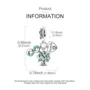 Family Tree Pandora Charm | Infinity Heart Dangle | Green Crystal | Silver Mom Gift | Ancestry Jewelry