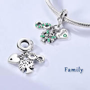 Family Tree Pandora Charm | Infinity Heart Dangle | Green Crystal | Silver Mom Gift | Ancestry Jewelry