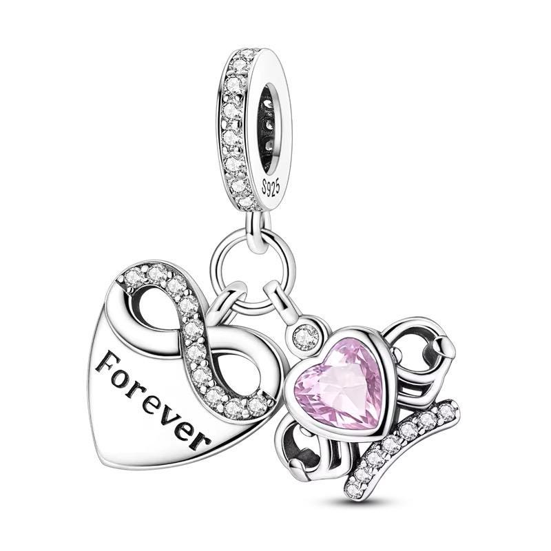 Forever Crown Heart 925 sterling silver charm