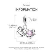 Forever Crown Heart Bead Fits Pandora Charm Bracelet, Pink Crystal Infinity Princess Dangle Gift