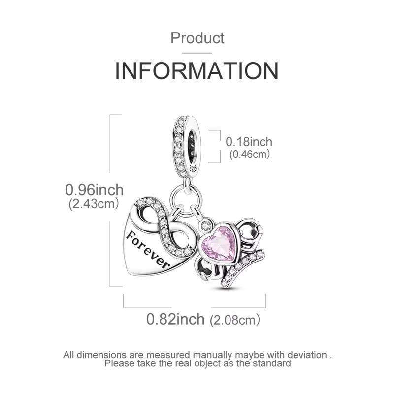 Forever Crown Heart sterling silver charm view 5