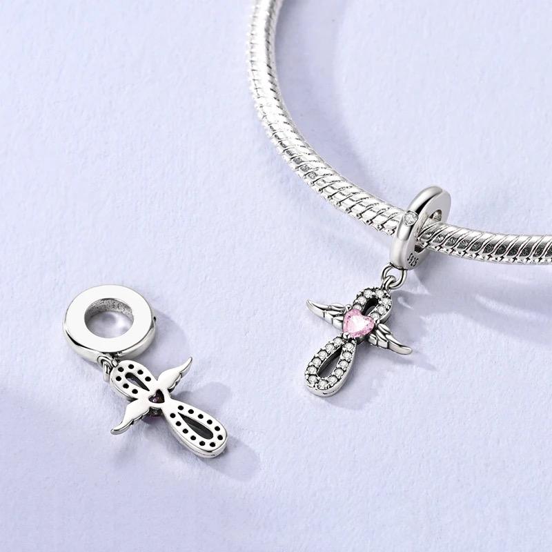 Infinity Angel Wing charm detail view