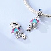 Umbrella Girl Pandora Charm | Rain Weather Jewelry | Silver Dangle | Colorful Enamel | Daughter Gift