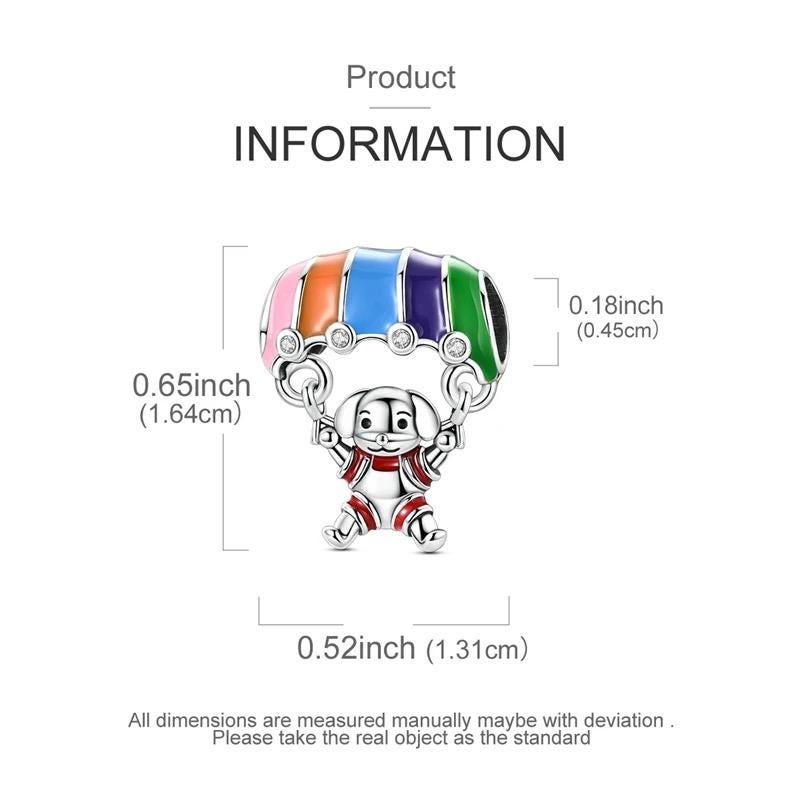 Parachute Puppy sterling silver charm view 6