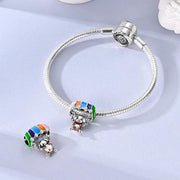 Parachute Dog Pandora Charm | Rainbow Enamel | Puppy Dangle | Skydiving Adventure | Travel Gift