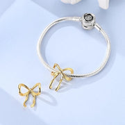 Gold Bow Pandora Charm | Ribbon Knot Bead | Coquette Jewelry | Bridesmaid Gift | 14k Plated Minimalist