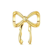 Gold Bow Pandora Charm | Ribbon Knot Bead | Coquette Jewelry | Bridesmaid Gift | 14k Plated Minimalist