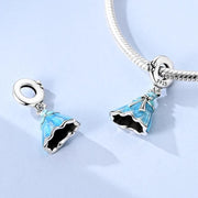 Blue Dress Pandora Charm | Princess Gown Dangle | Sparkle Bow Fashion | Cinderella Fairy Tale Gift