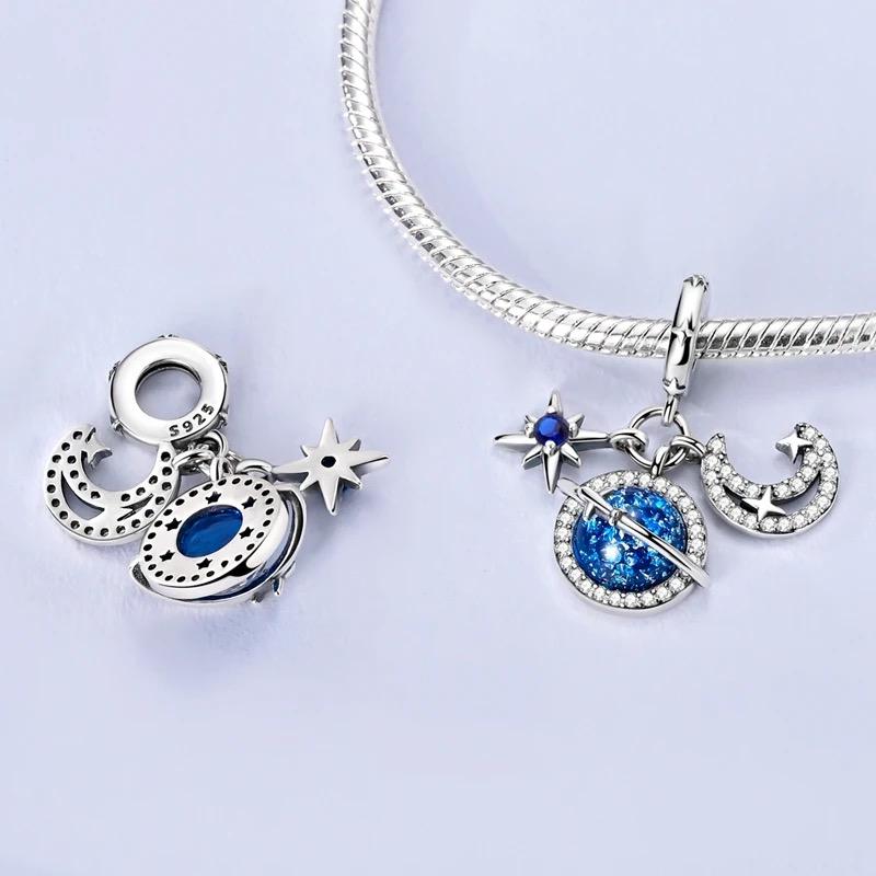 Planet Moon Star charm detail view