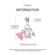 Fashion Pandora Charm | Pink Dress Bag & High Heel | Silver Shopping Dangle | Glamour Girl Gift