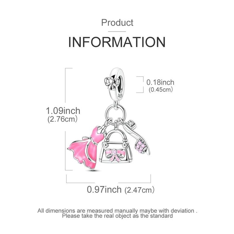 Pink Dress sterling silver charm view 6