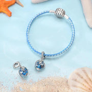 Ocean Pandora Charm | Blue Luminous Dangle | Silver Seahorse Animal | Glow in Dark Gift