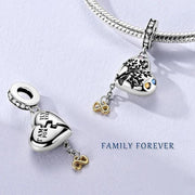 Family Tree Heart Pandora Charm | Infinity Chain Locket | Silver Dangle | Mom Grandma Gift | Ancestry