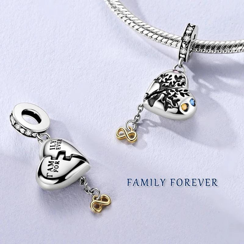 Family Tree Heart charm detail view