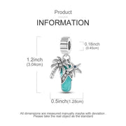 Flip Flop Pandora Charm | Palm Tree Starfish | Teal Enamel Dangle | Summer Beach Vacation Gift