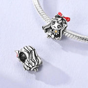 Girl Pandora Charm | Red Bow Flower Bead | Silver Anime Figure | Daughter Granddaughter Gift