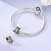 Girl Pandora Charm | Red Bow Flower Bead | Silver Anime Figure | Daughter Granddaughter Gift